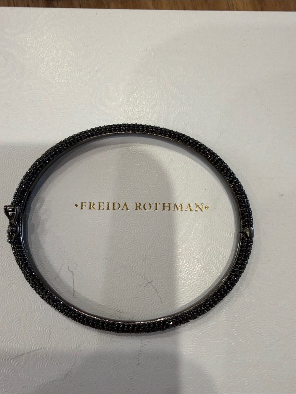Freida Rothman Sognature Black Crystal Pavé Bangle Bracelet